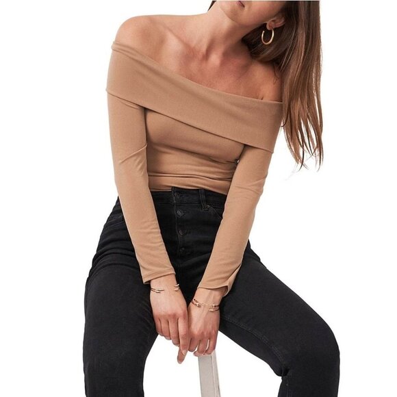1. State Tops - NWT 1. STATE Convertible Off Shoulder Top in Wild Oak Sz. XS